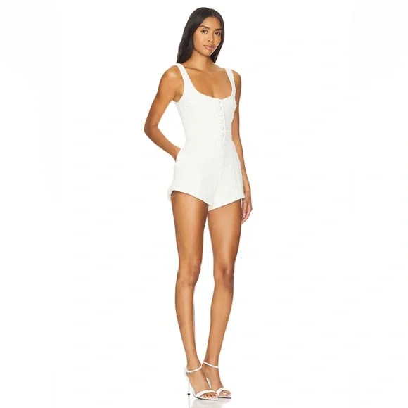 LOVERS AND FRIENDS Tweed Josephine Romper in White - Picture 2 of 9